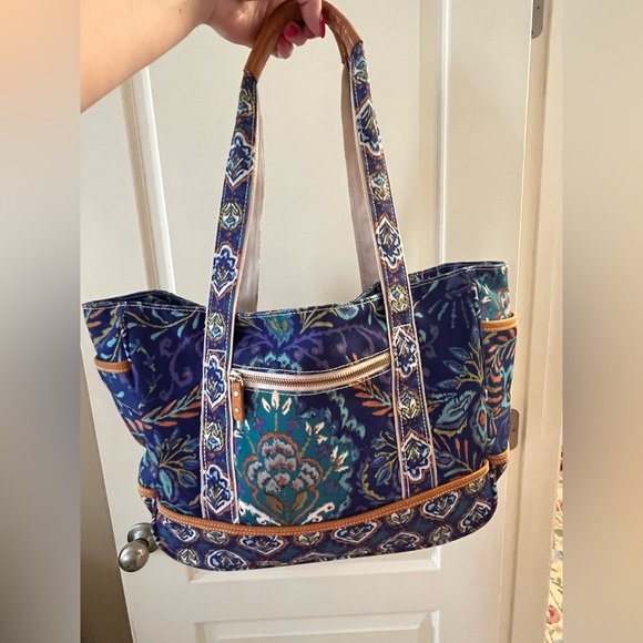 Stylish Blue and Gold Women's Tote Bag - Picture 7 of 16